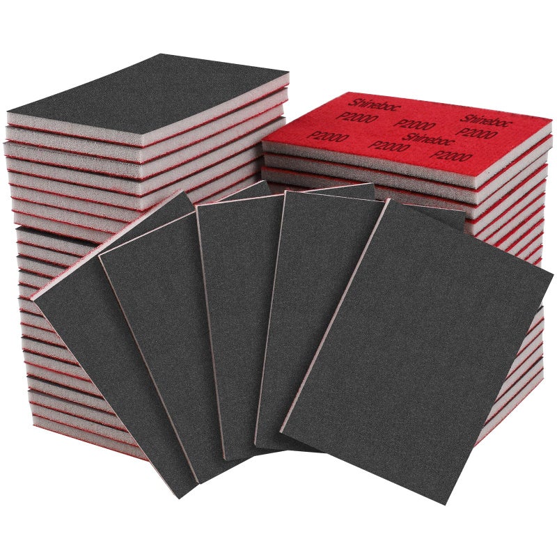 Shineboc 20 Pcs 3 x 4 Inch 2000 Grit Sanding Sponge Set, Ultra Fine Sanding Sponges Pads, Soft Foam Hand Sander Block Wet Dry Sandpaper for Model Drywall Metal Wood Furniture Polishing - Image 1